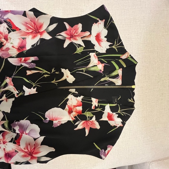 Ted Baker London Black Dress with Pink and White Floral Design - Picture 5 of 5